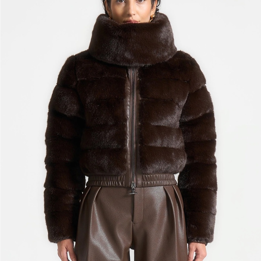 Plush Ribbed Jacket with Neck Scarf